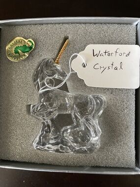 Waterford crystal unicorn with golden horn